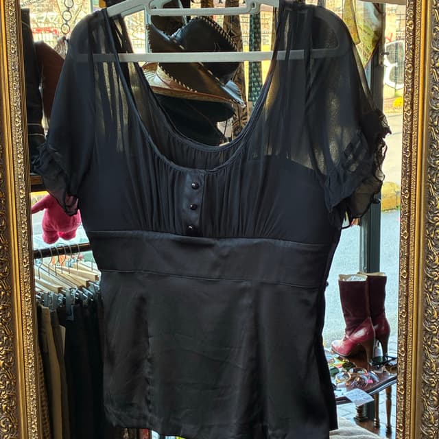 Black Satin&Silk Blouse