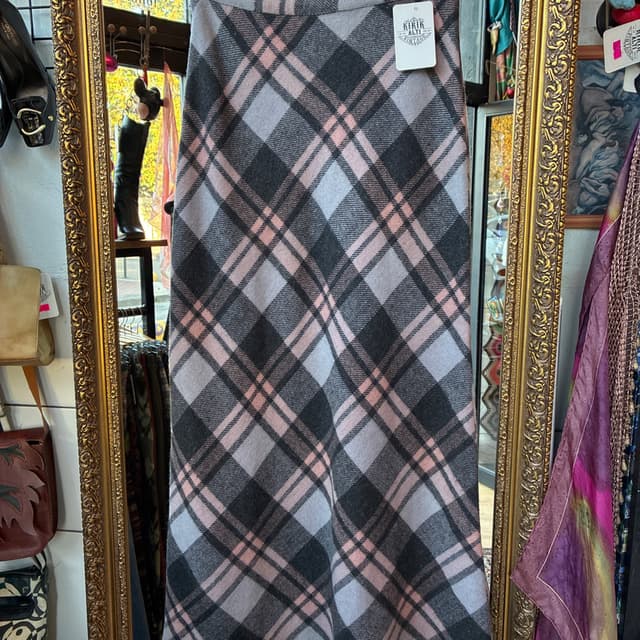 90’s Wool Plaid Maxi Skirt