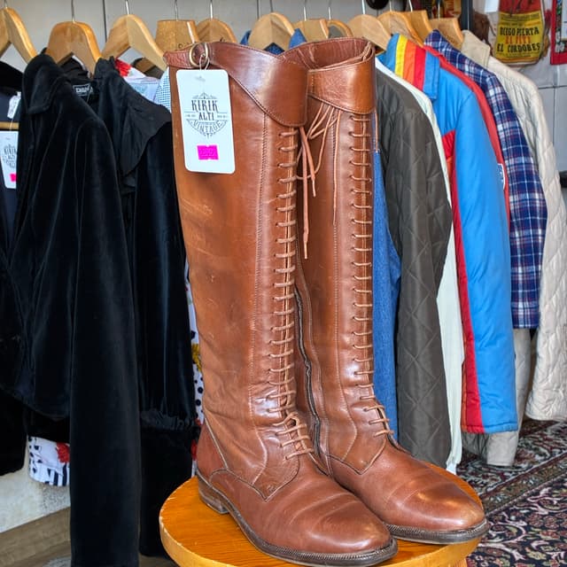 60’s Brown Leather Lace-Up Riding Boots