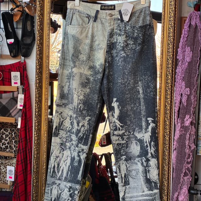 AW94 Roberto Cavalli Renaissance Print Jeans