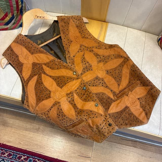 80's Earth Bloom Patchwork Leather Vest