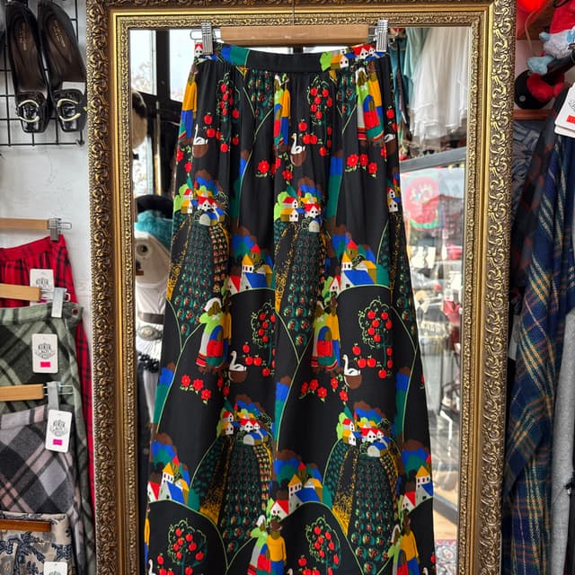 70’s Folk Art Village Print Skirt