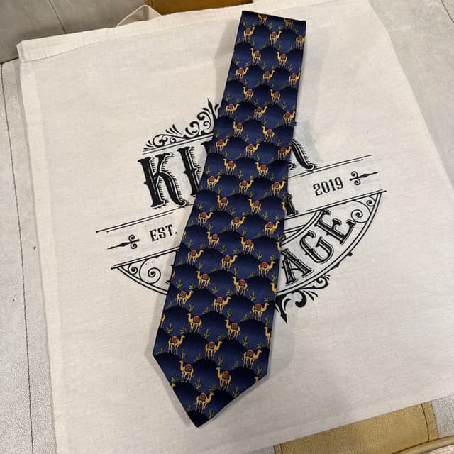 Camel & Cactus Motif Silk Tie - Made in Italy