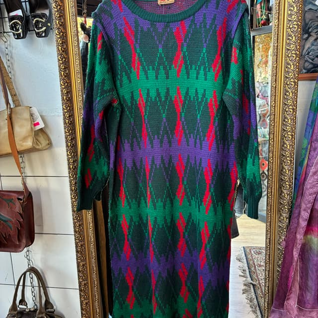 80’s Geometric Knit Maxi Dress