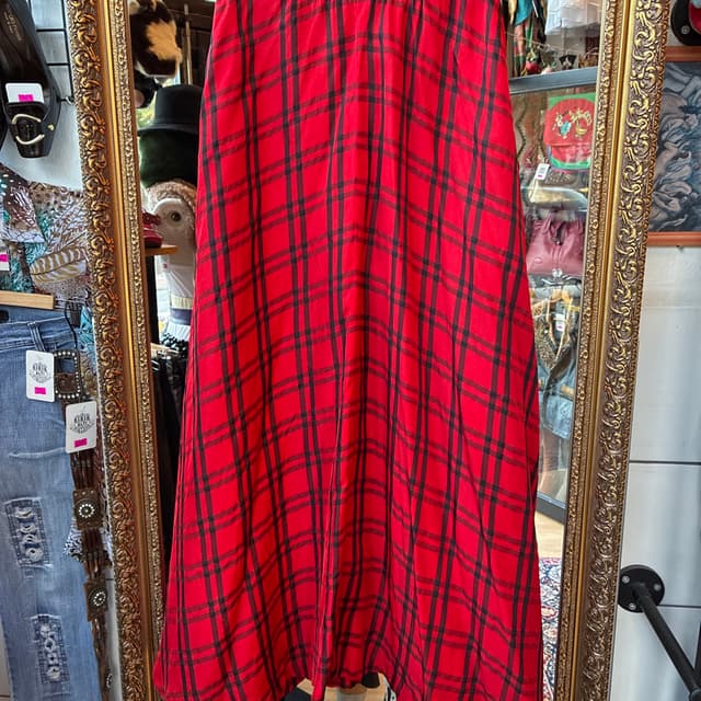 90’s Red Plaid Maxi Skirt