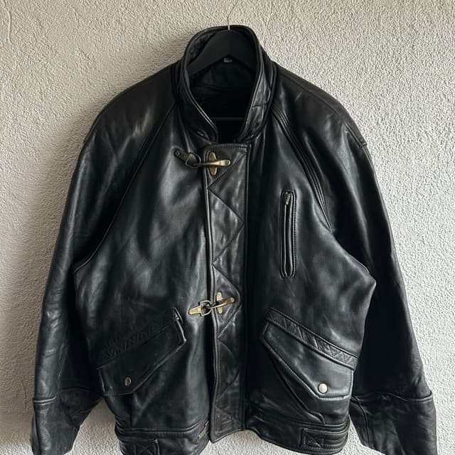 Vintage Fireman Bomber Deri Ceket